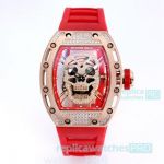 Swiss Replica Richard Mille RM052 Skull Tourbillon Watch Rose Gold Case